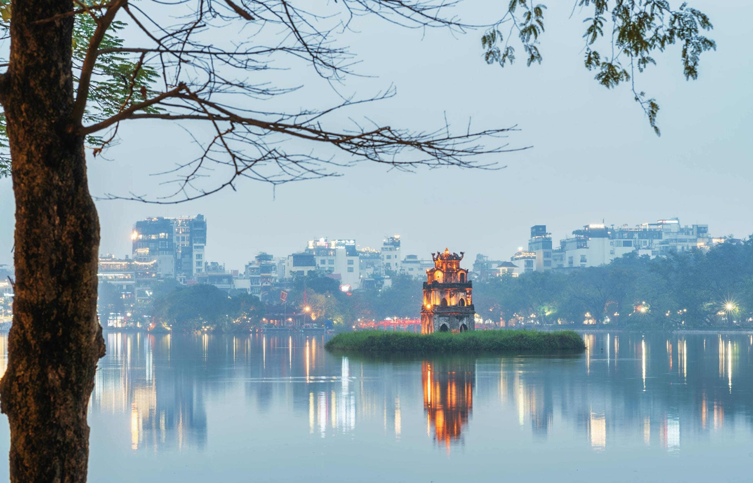 A serene view of Hanoi French Quarter luxury stays featuring colonial architecture