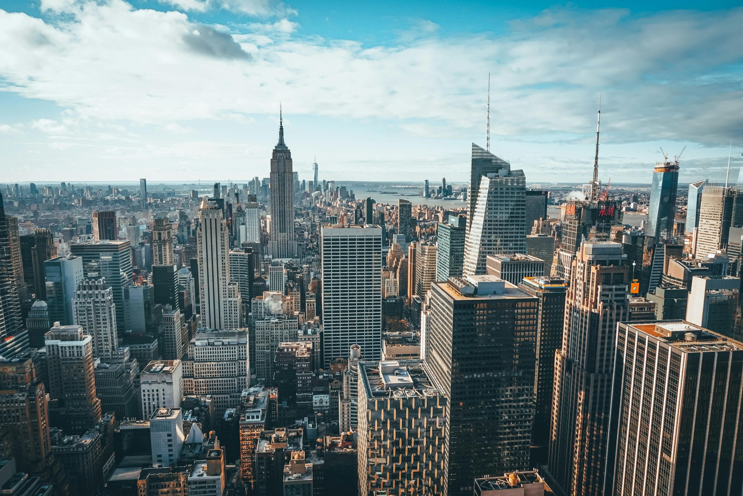 A view of New York luxury hotel neighborhoods during twilight