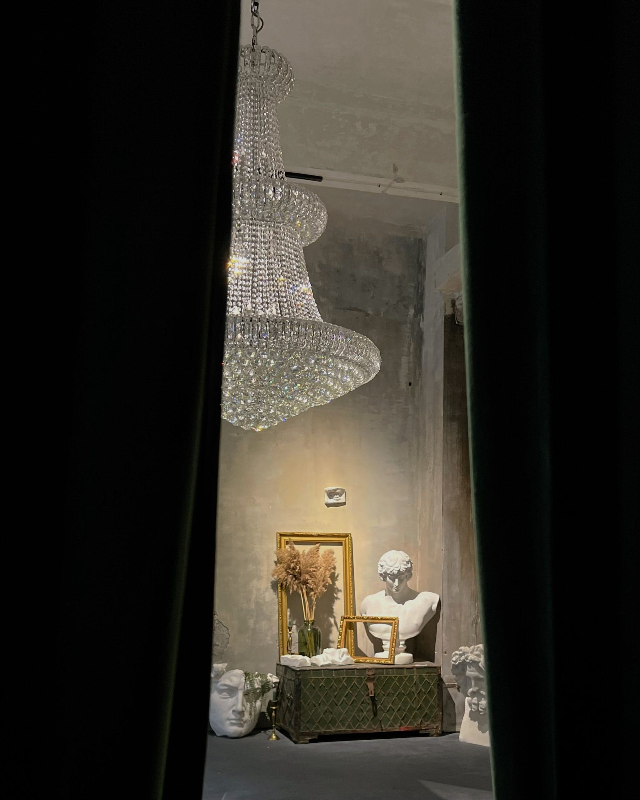 An interior view of high-end antique shopping in a European gallery