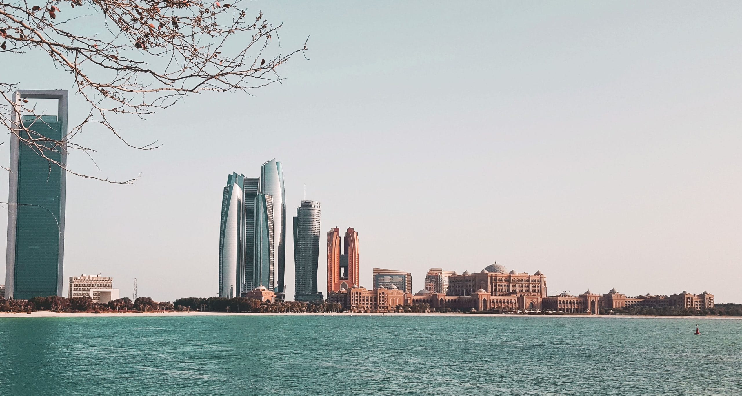 A panoramic view of luxury resorts in Abu Dhabi
