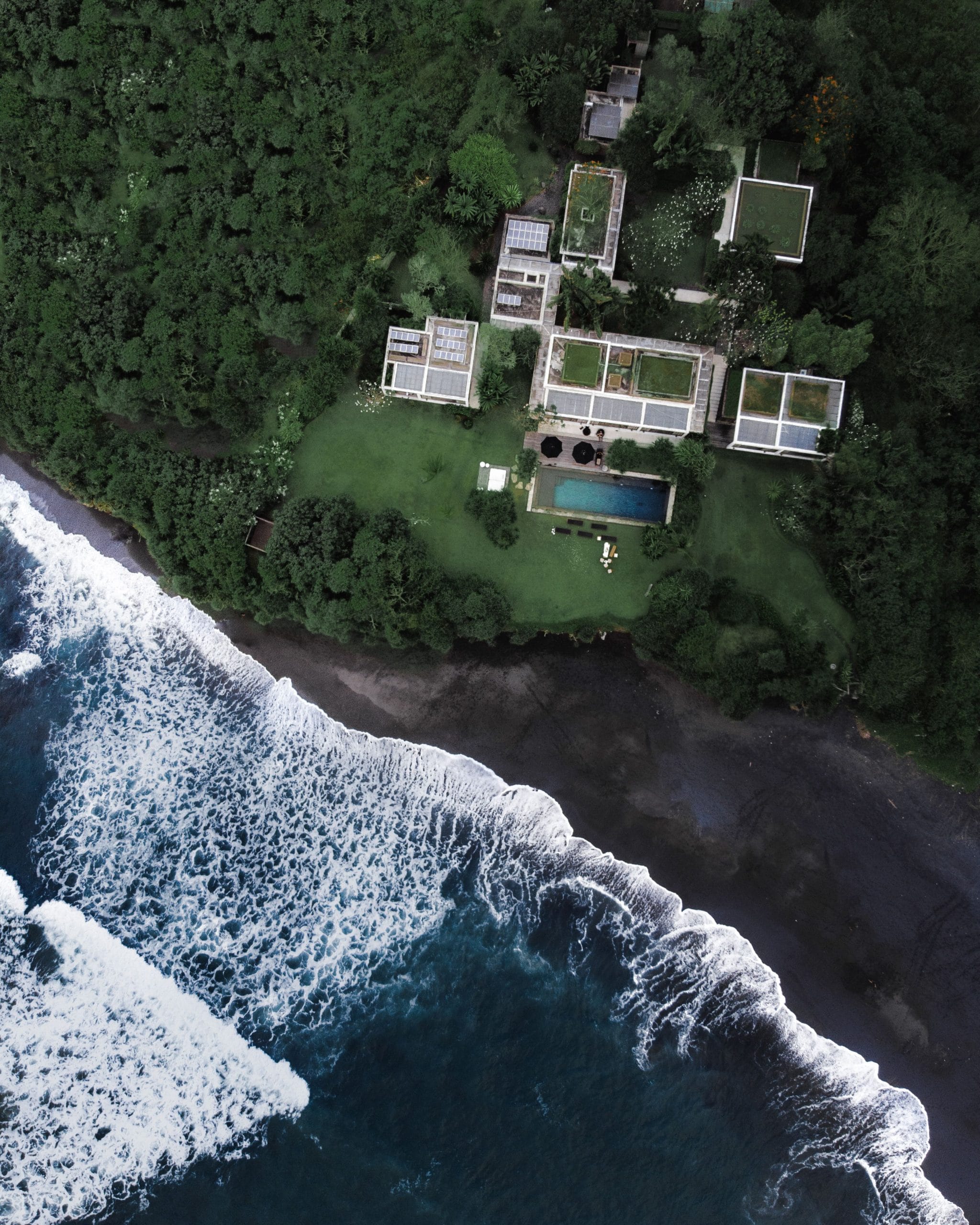 A serene coastal landscape representing regenerative luxury travel