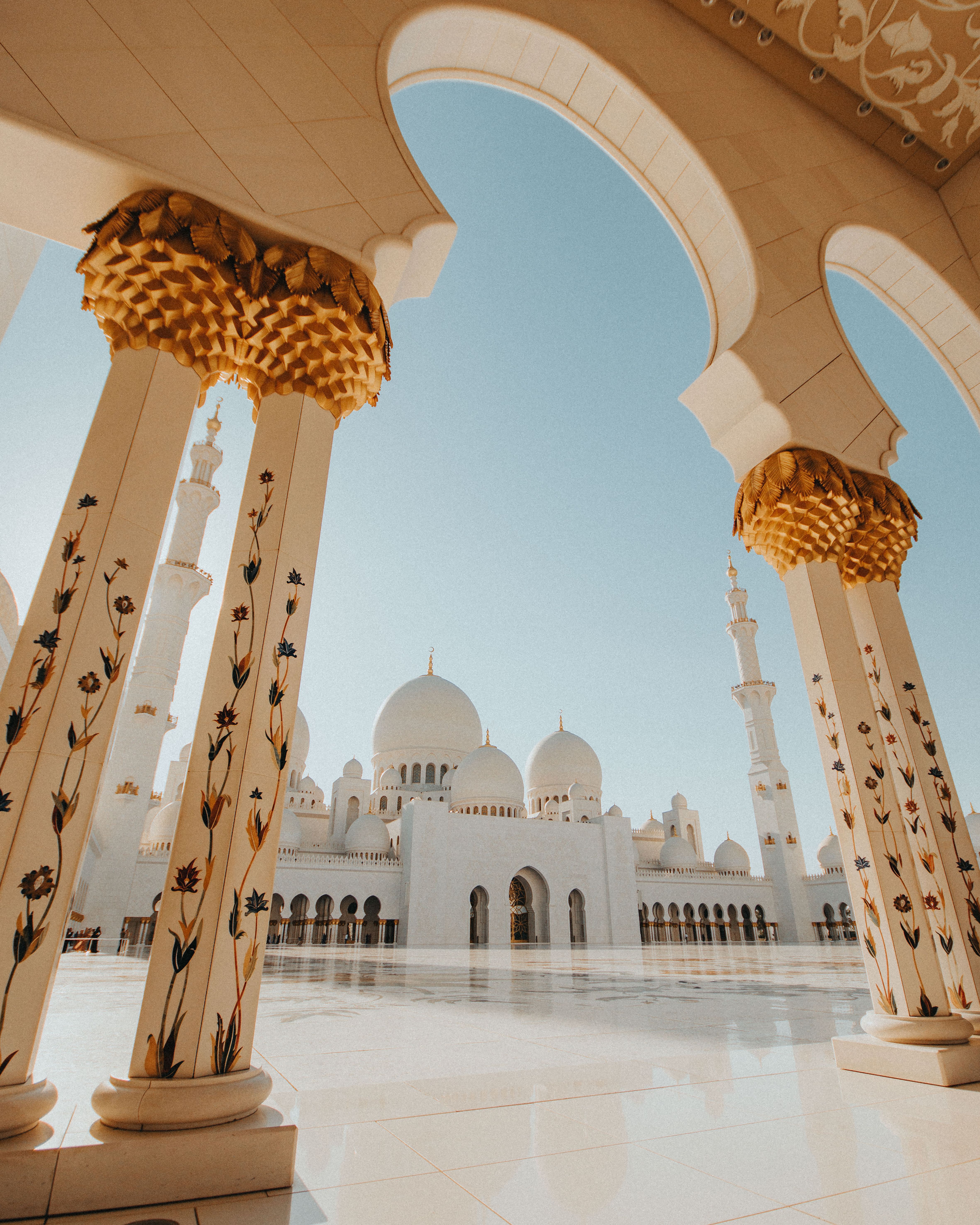 A serene view of luxury resorts in Abu Dhabi overlooking the Gulf