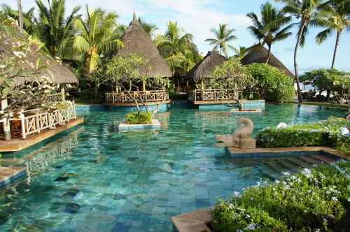 A serene aerial view of a Mauritius luxury coastal escape with turquoise waters
